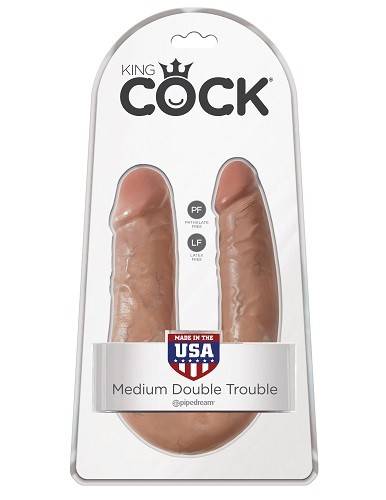 PipeDream King Cock Double Trouble Фаллоимитатор реалистик двусторонний средний загар Желтый Pipedream