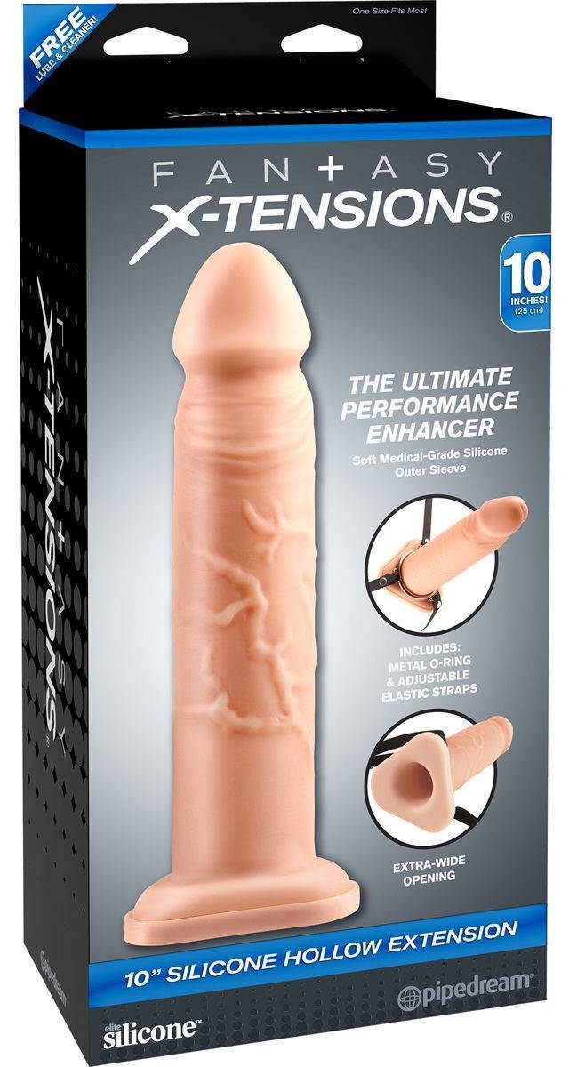 Фаллоимитатор поясной полый 25 см. Silicone Hollow Extension телесный
