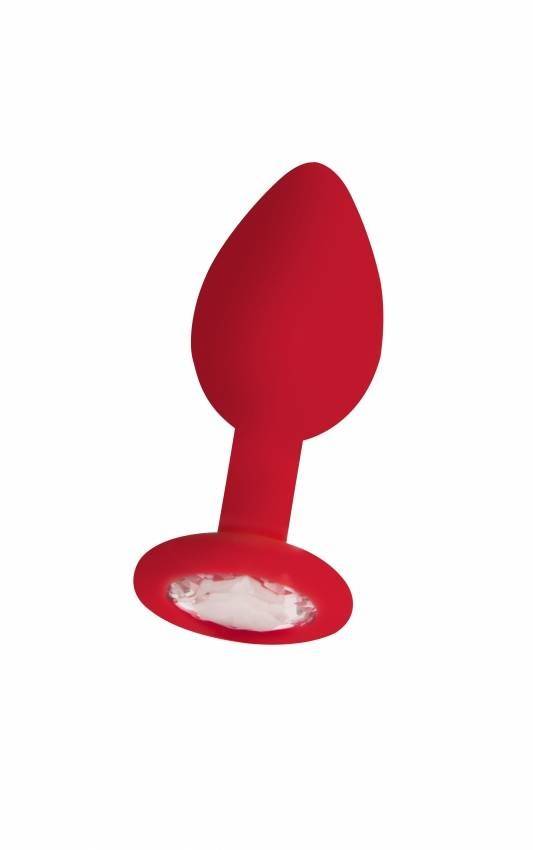 Анальная пробка со стразом OUCH! Regular Diamond Butt Plug Red SH-OU181RED
