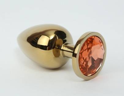 Анальная пробка 4sexdream золотая с желтым кристаллом S 2,8 х 7,6 47059-MM