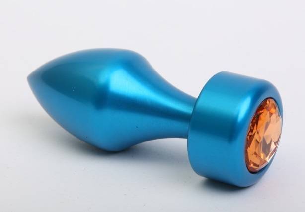 Анальная пробка 4sexdream металл синяя с желтым стразом 7,8х2,9см 47442-9MM