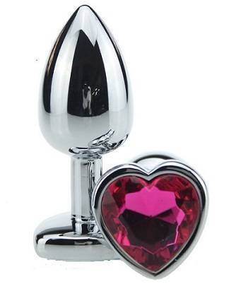 Анальная пробка 4sexdream сердечком с красным стразом 8х3,5 см 47139-1MM