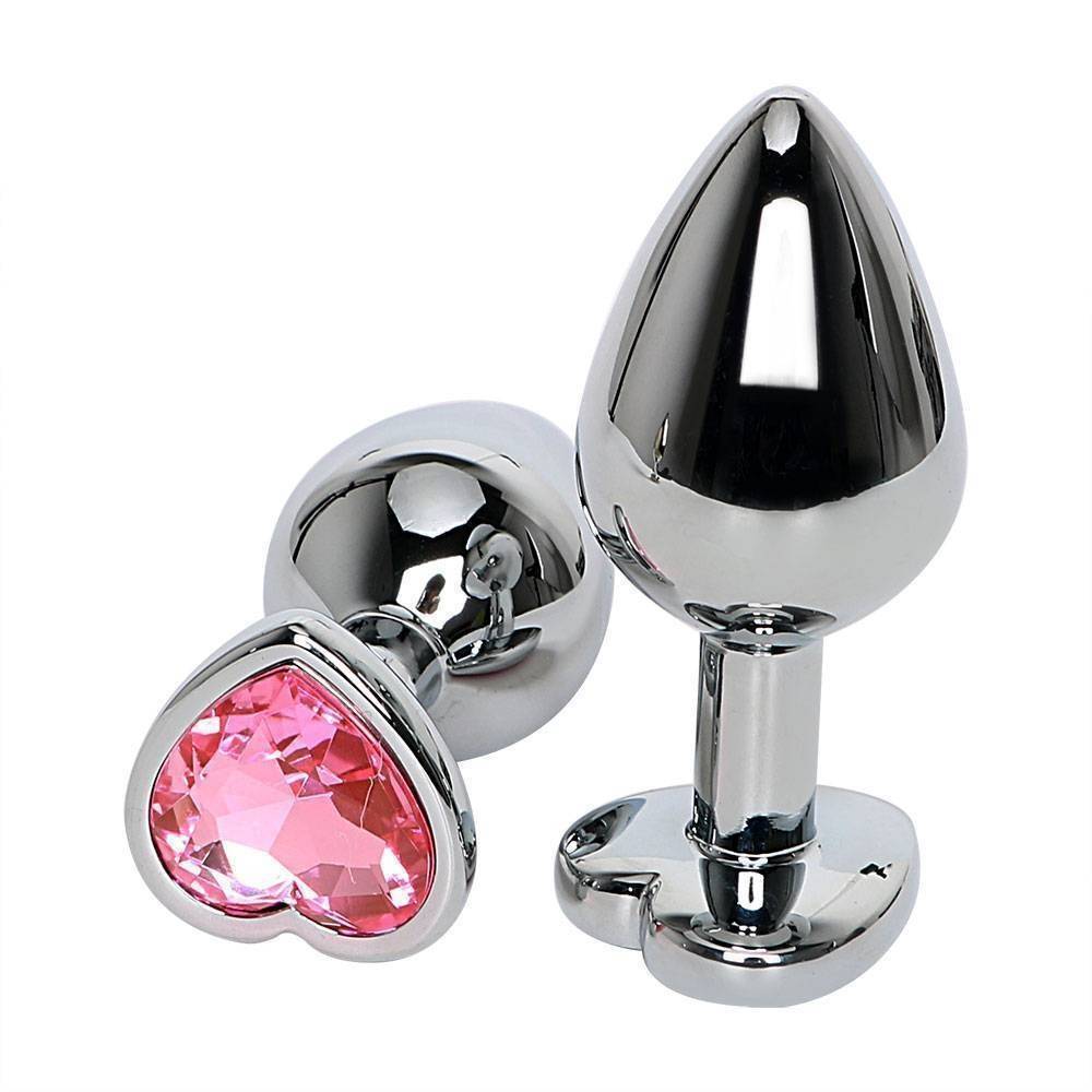 Анальная пробка 4sexdream сердечком светло-розовый страз 8х3,5см 47140-1MM