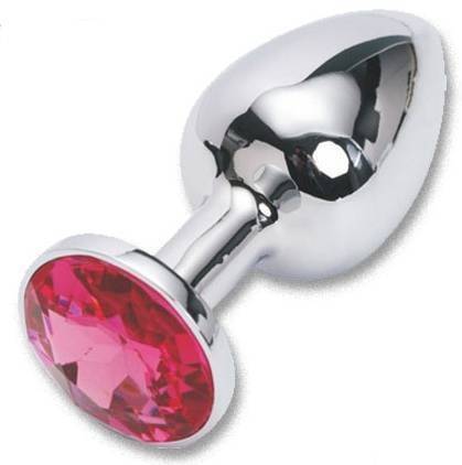 Анальная пробка 4sexdream серебро с красным стразом 2.8*7.6 размер-S 47017-MM