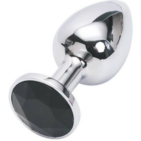 Анальная пробка 4sexdream серебро со вставкой черный страз S 47022-MM