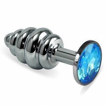 Анальная пробка 4sexdream фигурная 8х3,5см голубой страз 47145-2MM