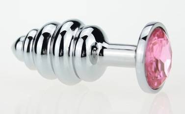 Анальная пробка фигурная с розовым стразом 7,3 х 2,9 см 47149-MM Серебристый 4sexdream Анальная пробка фигурная с розовым стразом 7,3 х 2,9 см 47149-MM Серебристый 4sexdream