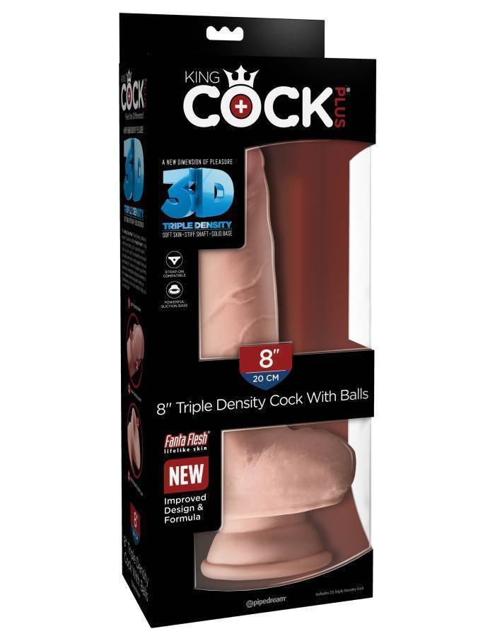 PipeDream King Cock+ Triple Density 8" Фаллоимитатор реалистик с мошонкой телесный
