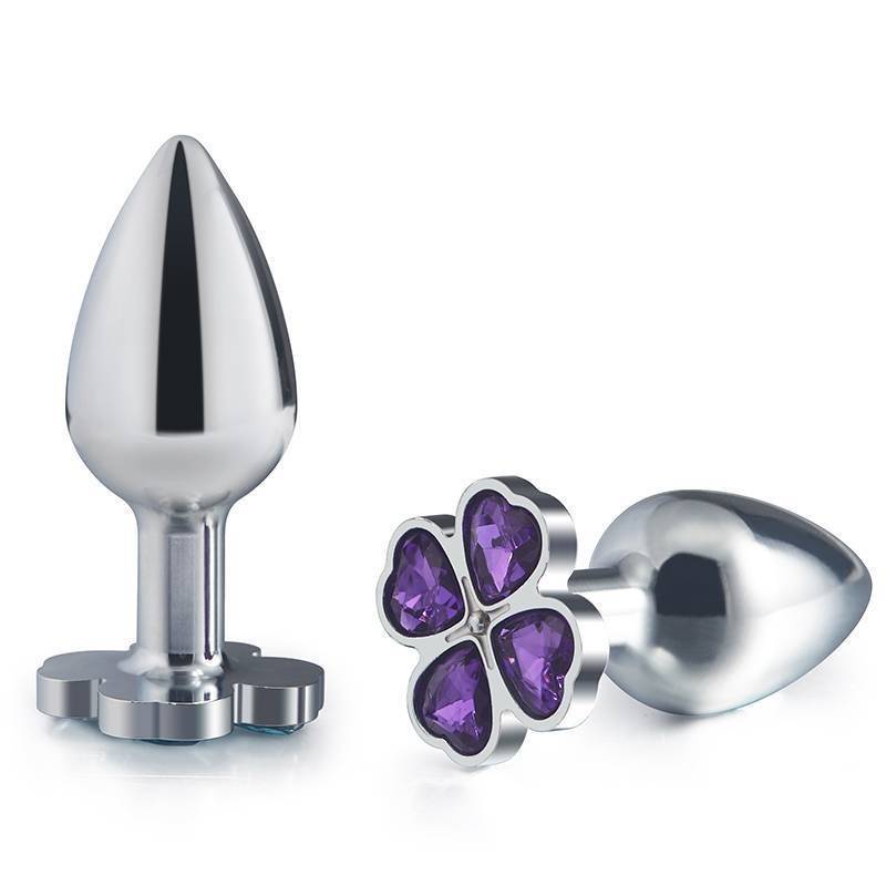 Пробка анальная 4sexdream металл 7,5х2,8см с сердечком фиолетовый страз 47439-5MM