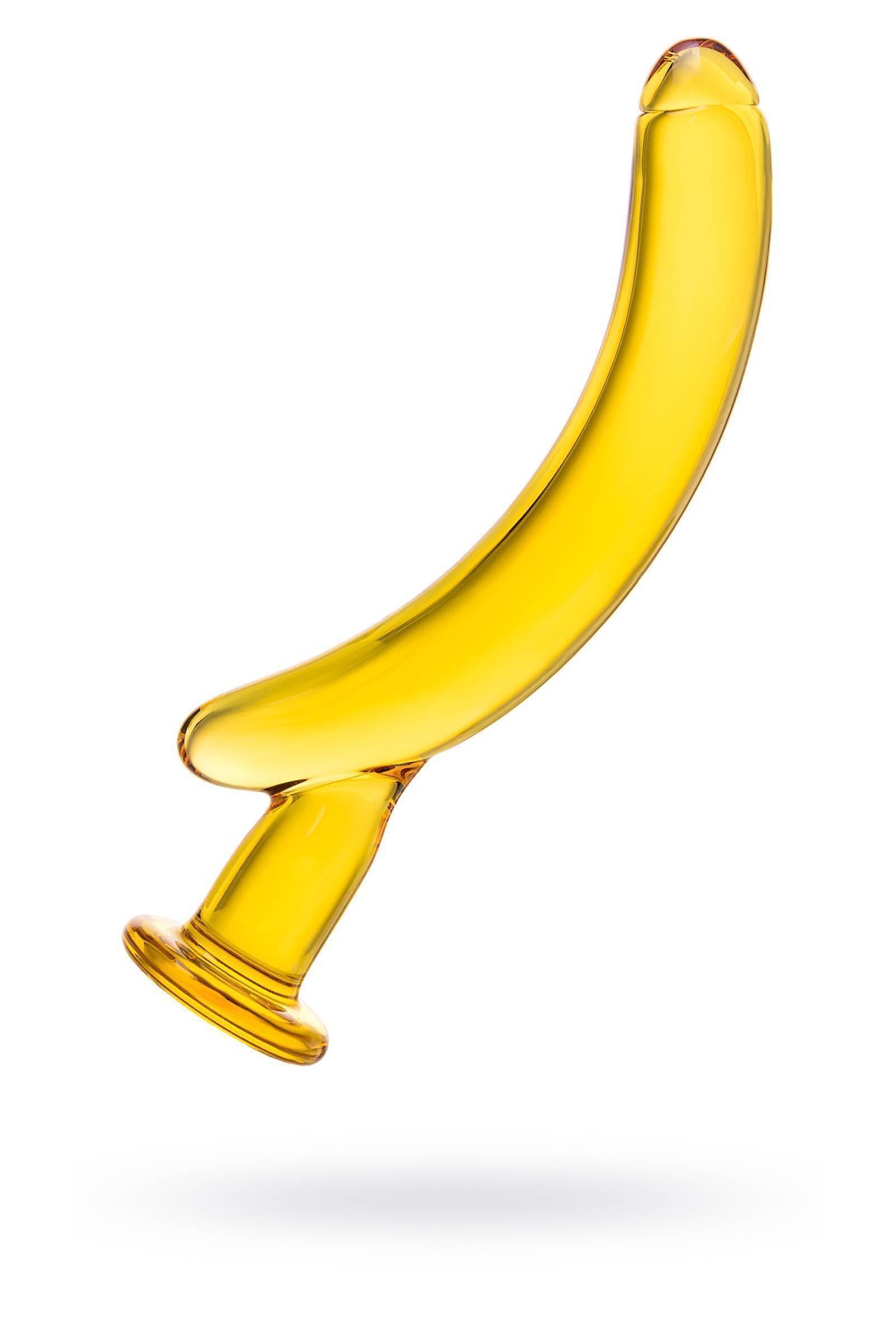 Нереалистичный фаллоимитатор Sexus Glass, Стекло, Желтый, 17 см