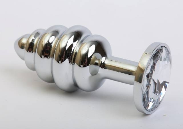 Анальная пробка 4sexdream металл 7,3х2,9см фигурная прозрачный страз 47144-1MM