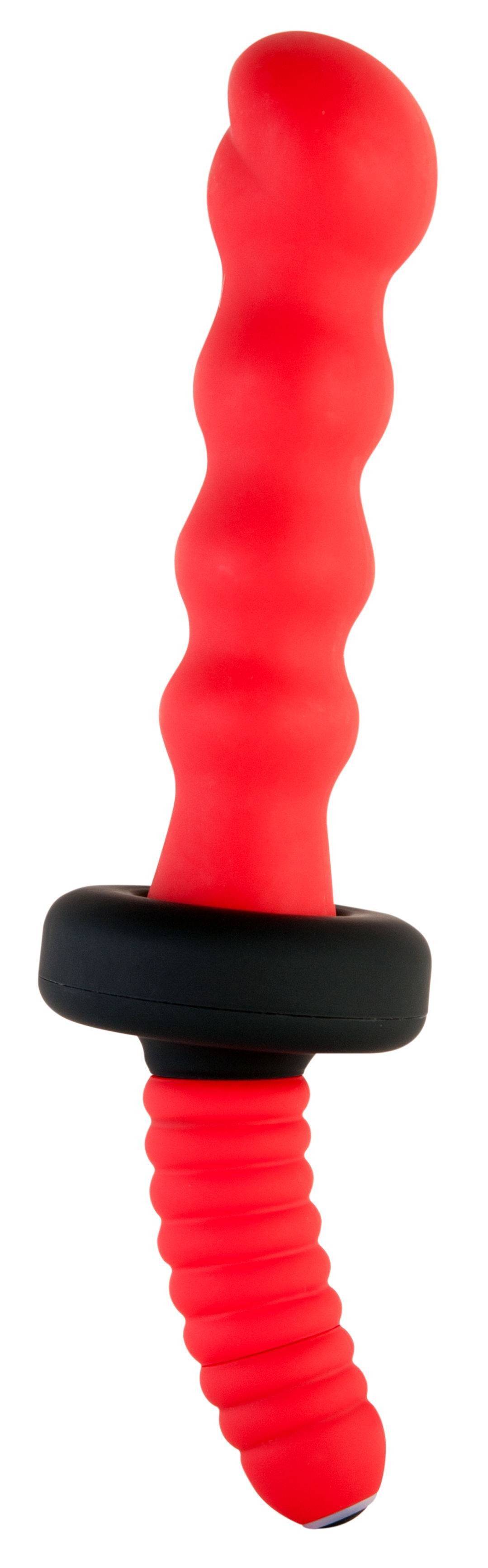 Анальный стимулятор Black & Red by TOYFA с вибрацией, водонепроницаемый, силикон, красный, 27 см, Ø 