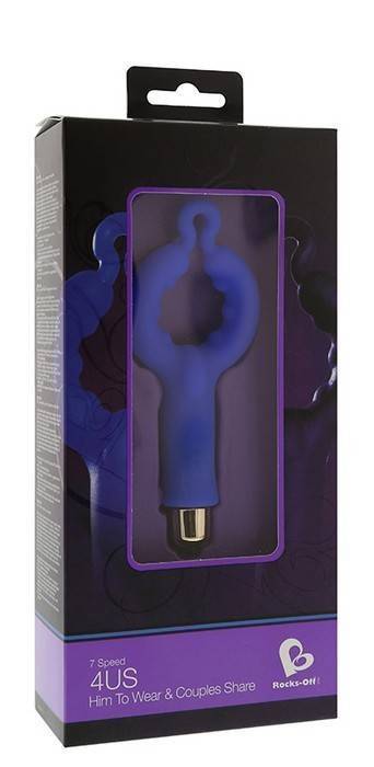 Виброкольцо Rocks Off Cock Ring Blue, 7 режимов вибрации, силиконовое, синее