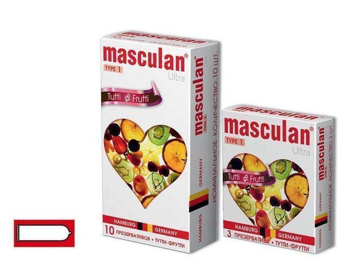 Презервативы Masculan Ultra 1, 3 шт. Тутти-Фрутти (Tutti-Frutti) 3/16 УПАК