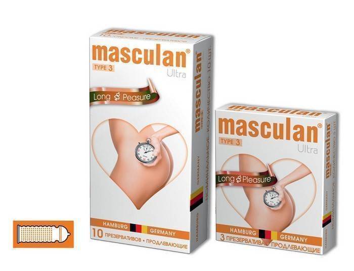 Презервативы Masculan Ultra 3, 3 шт. Кольца и пупырышки с анестетиком (Long Pleasure) 3/16