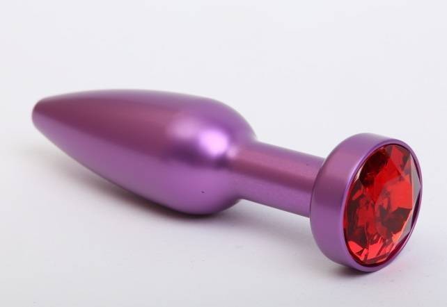 Анальная пробка 4sexdream металл фиолетовая с красным стразом 11,2х2,9см 47417-2MM