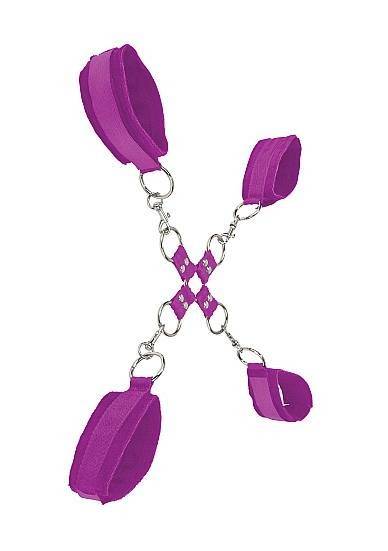 Комплект для бондажа Velcro hand and leg cuffs purple SH-OU052PUR Фиолетовый Shotsmedia