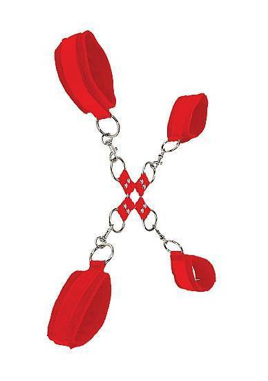 Комплект для бондажа Velcro hand and leg cuffs red SH-OU052RED Красный Shotsmedia