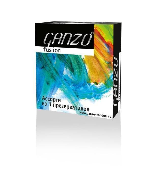 Презервативы Ganzo Fusion № 3 Ассорти(классический,ребристый,с согревающей смазкой) 3/24