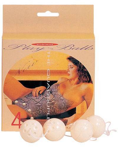 Вагинальные шарики Dream Toys, ABS пластик, белые, 4 шт, Ø3,5 см