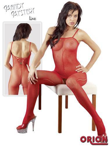Костюм-сетка c ажурным рисунком по бокам красный-L/XL
