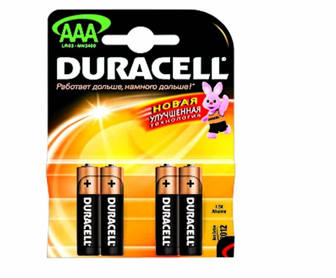 Мизинчиковые батарейки типа ААА Duracell LR03 New 4 шт