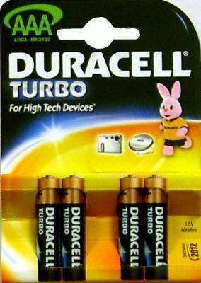 Мизинчиковые батарейки типа ААА Duracell LR03 Turbo 4 шт