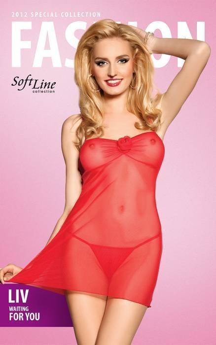 Ночная сорочка и стринги SoftLine Collection Liv, красные, M/L