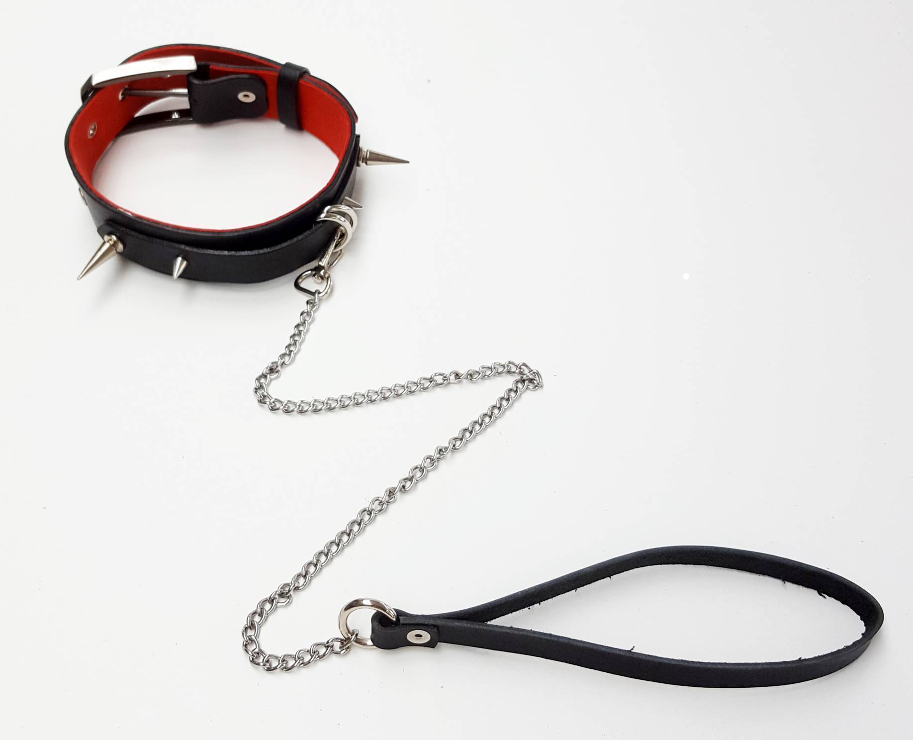 BDSM96 Ошейник Pit Bull 010U красный с поводком