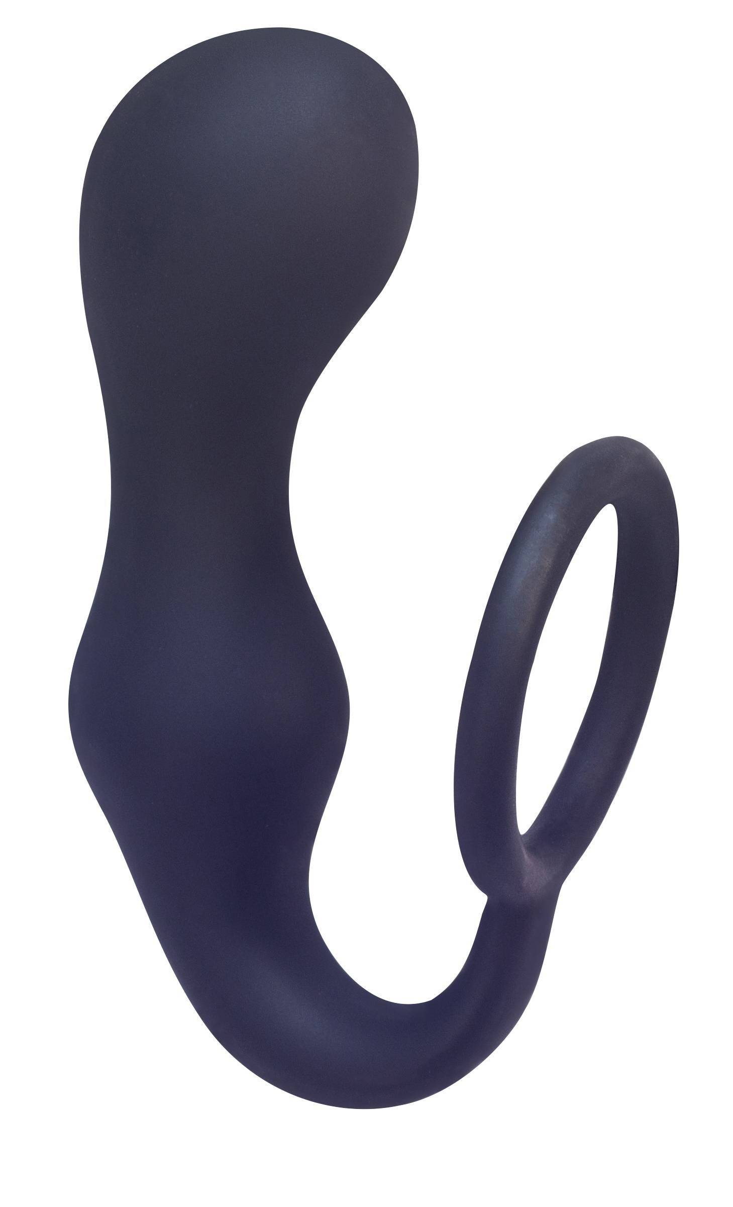 Эрекционное кольцо с анальной пробкой Double Pleasure Anal Plug Black 4217-01Lola Черный Lola Games Back Door Collection Black Edition