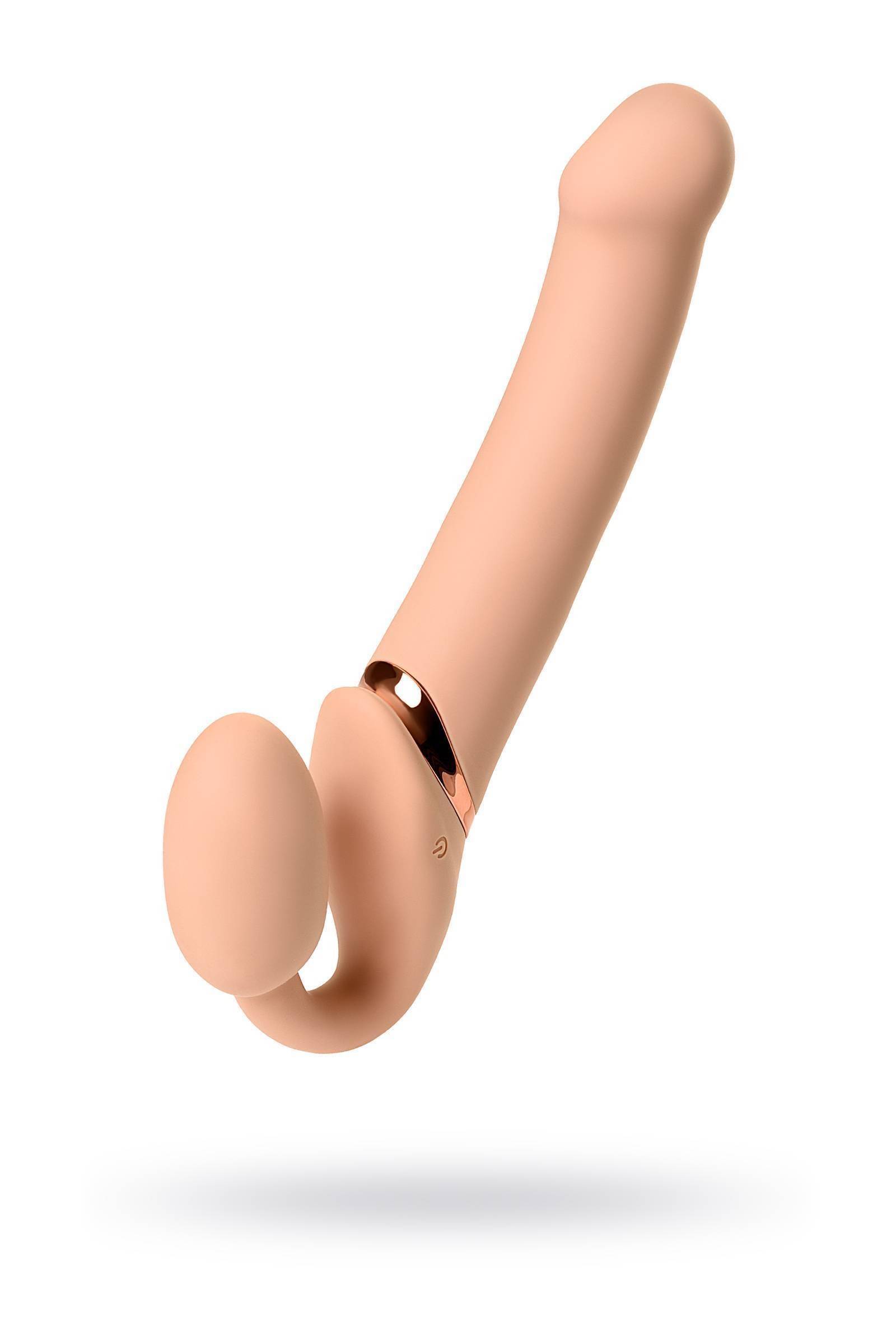 Безремневой страпон Strap-on-me с вибрацией, L, силикон, телесный, 25 см Телесный Strap-on-me