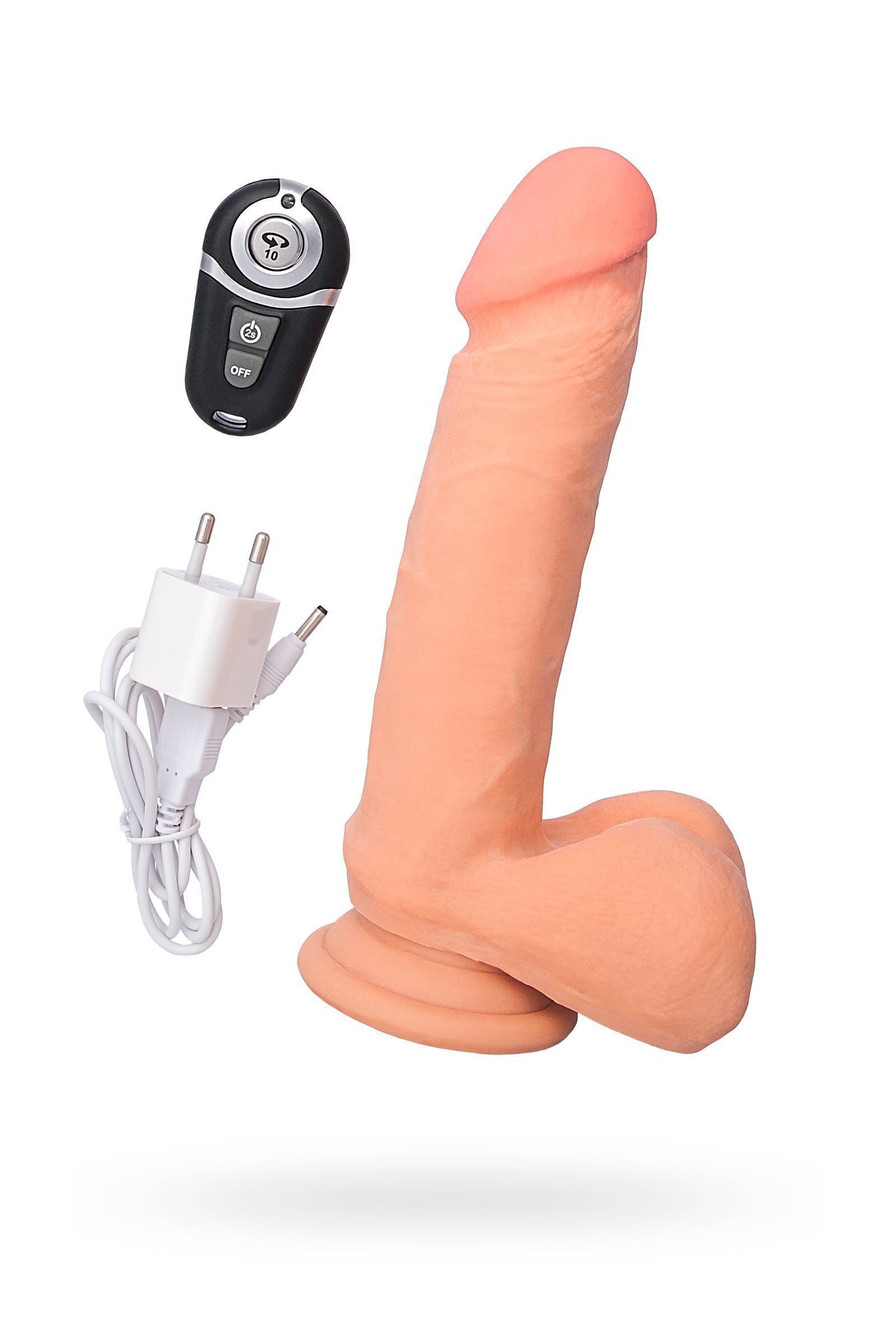 Вибратор реалистичный с пультом ДУ TOYFA RealStick Elite Vibro, TPR, телесный, 10 режимов вибрации, 20 см