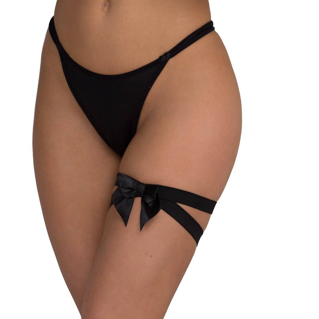 Подвязка кожаная с бантом на резинке Men's dreams 5028md Черный Mens dreams