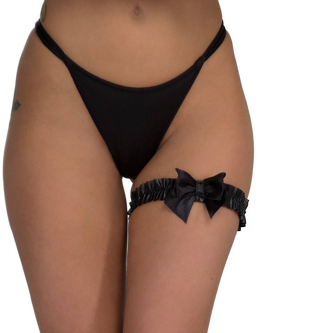 Подвязка кожаная сборка с бантом Men's dreams 5029md Черный Mens dreams