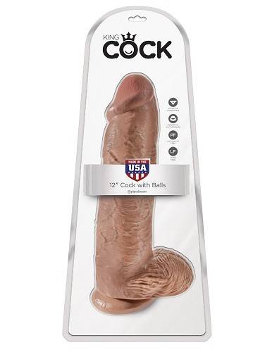 PipeDream King Cock Фаллоимитатор реалистик с мошонкой на присоске, L=30,5см, d=7,6см, загар Телесный Pipedream