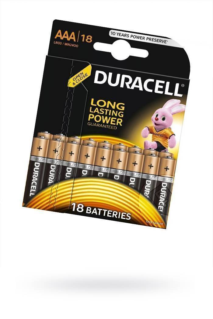 Мизинчиковые батарейки типа ААА Duracell LR03 BL 18 шт