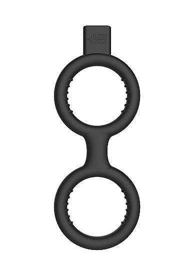 Вибрирующее кольцо на пенис E-Stim Cock Ring with Ballstrap Black SH-ELC005BLK Черный Shotsmedia