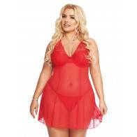 Комбинация и стринги SoftLine Collection Berta, красный, XXL