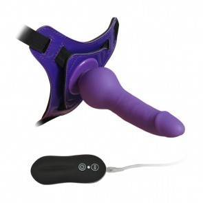 Страпон 10 Mode Vibrations 6.3" Harness Silicone Dildo Purple 92005PurpleHW