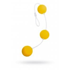 Анальные шарики Sexus Funny Five, ABS пластик, желтые, 19,5 см