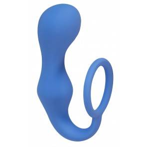 Эрекционное кольцо с анальной пробкой Double Pleasure Anal Plug Blue 4217-03Lola