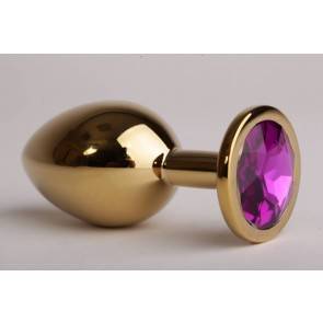 Анальная пробка 4sexdream золотая с фиолетовым кристаллом 9,5х4см 47058-2-MM