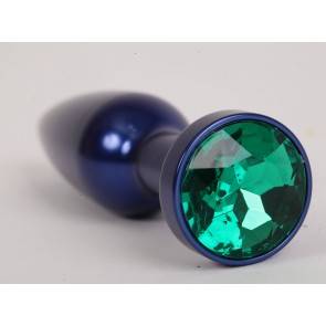 Анальная пробка 4sexdream металл 11,2х2,9см синяя с зеленым размер- L 47197-2-MM