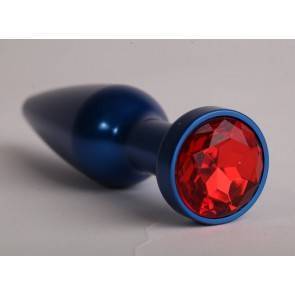 Анальная пробка 4sexdream металл 11,2х2,9см синяя с красным 47197-1-MM