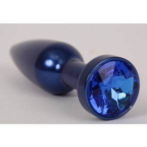 Анальная пробка 4sexdream металл 11,2х2,9см синяя с синим размер- L 47197-4-MM