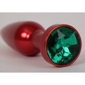 Анальная пробка 4sexdream металл 11,2х2,9см красная с зеленым стразом размер-L 47199-2-MM