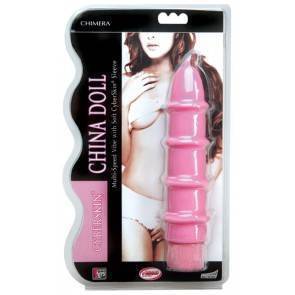 Вибратор 17,8см киберскин роз.многоскор.