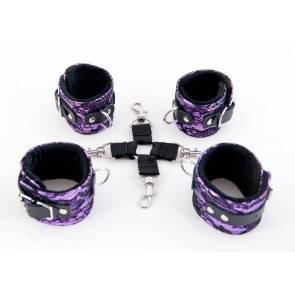 Кружевной бондажный комплект TOYFA Marcus (сцепка, наручники и оковы), пурпурный