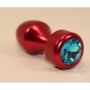 Анальная пробка 4sexdream металл красная с голубым стразом 7,8х2,9см 47441-1MM