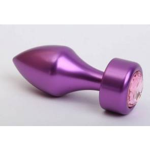 Анальная пробка 4sexdream металл фиолетовая с розовым стразом 7,8х2,9см 47445-MM
